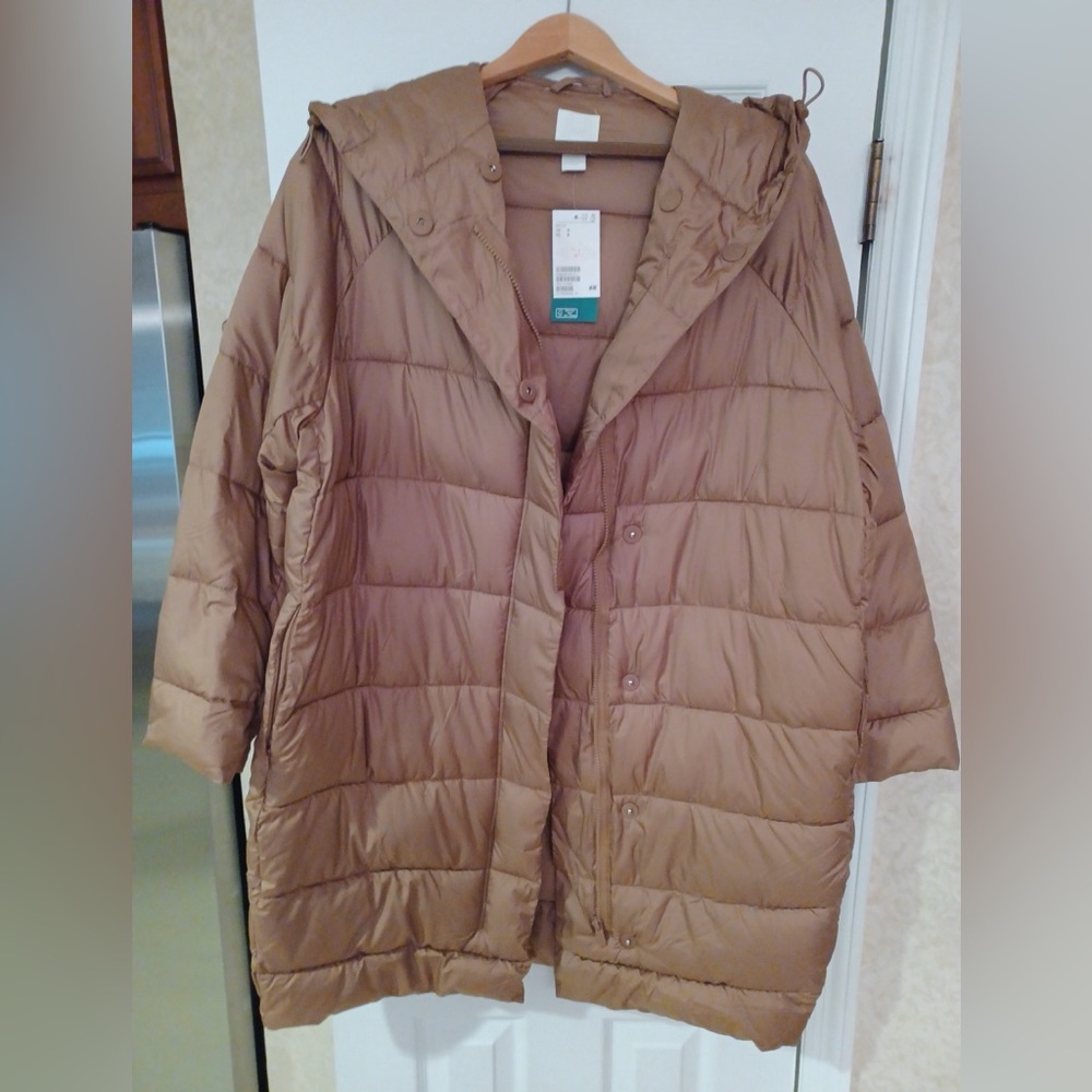 Bran New H&M Beige Puffer Coat with Hood - Women’s